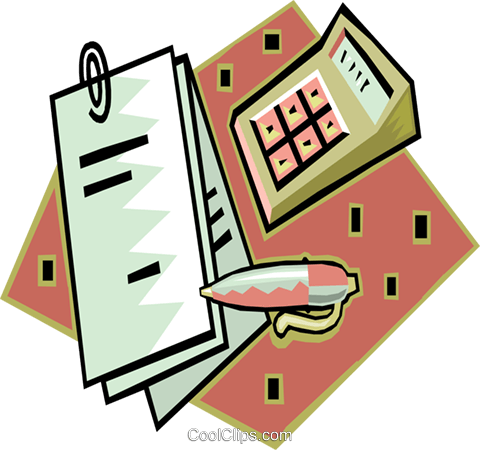 Calculator With Financial Records Royalty Free Clip - Calculator With Financial Records Royalty Free Clip (480x450)