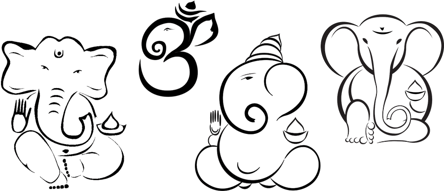 Clipart Mouse Ganesh - Line Drawing Simple Ganesh (960x450)