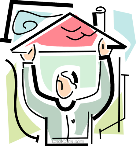 Person Mit Einem Dach Über Dem Kopf Vektor Clipart - Ein Dach Über Dem Kopf (445x480)