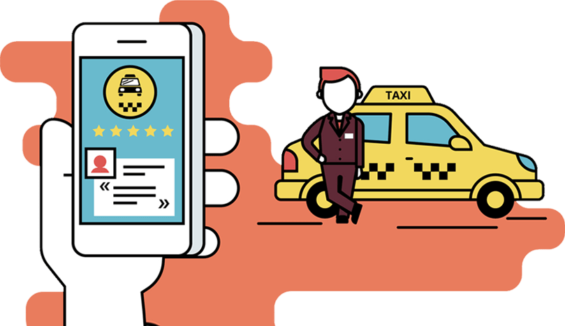 Car Rental Software - Taxi Booking Vector (809x467)