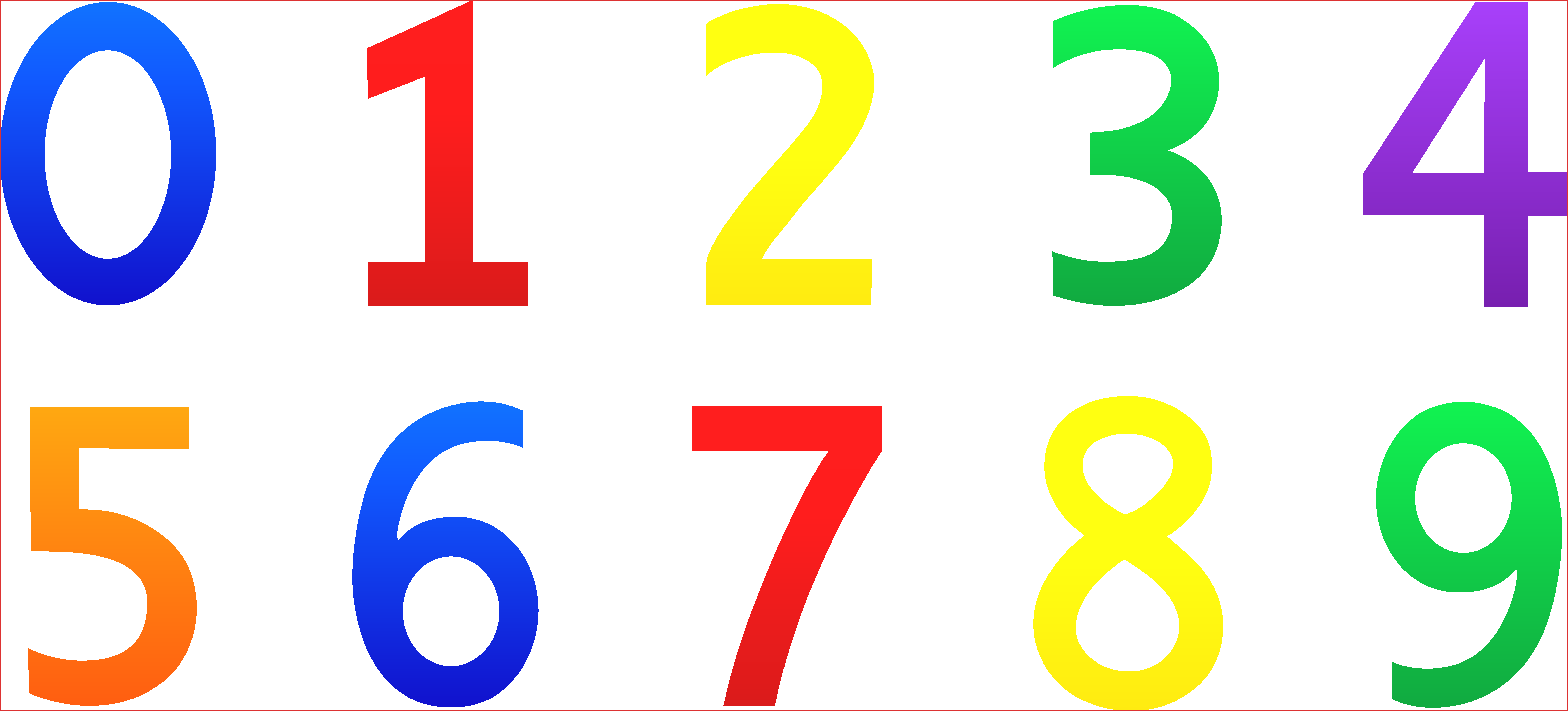 Numbers 20clipart 20for 20kids - Numbers 0 To 9 (7787x3533)