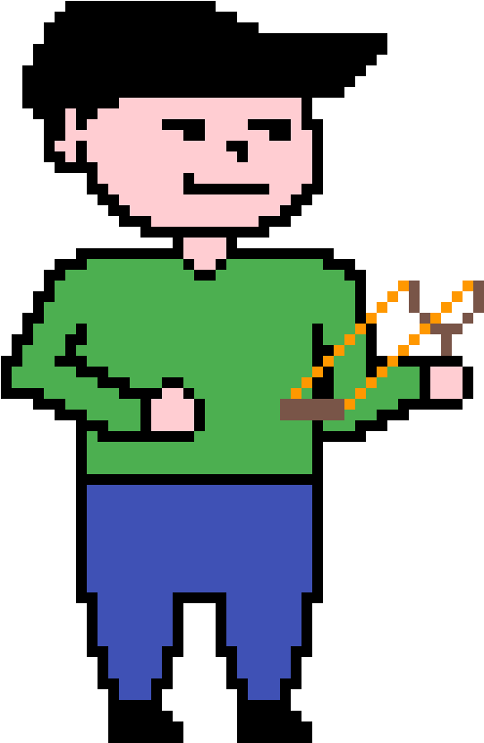 A Boy Holding A Sling - Cartoon (1200x1200)
