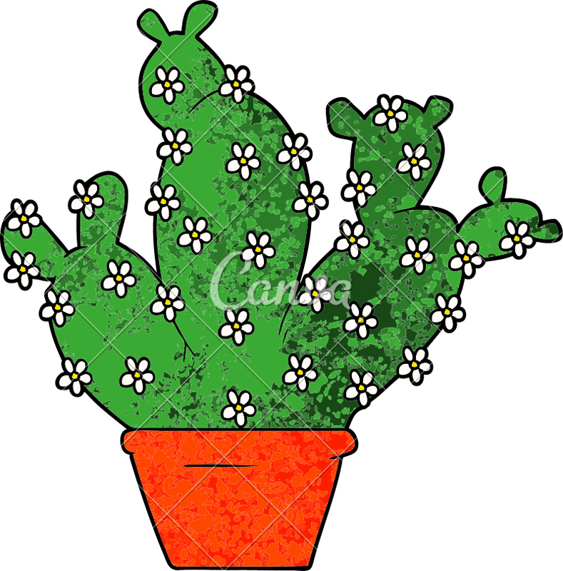 Cartoon Potted Cactus - Cartoon (789x800)