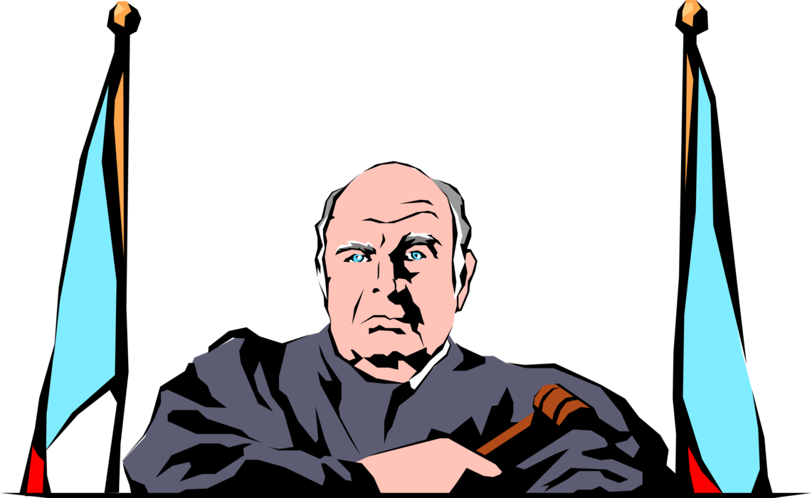Vector Illustration Of Judicial Judge Presiding In - Illustration (1141x700)