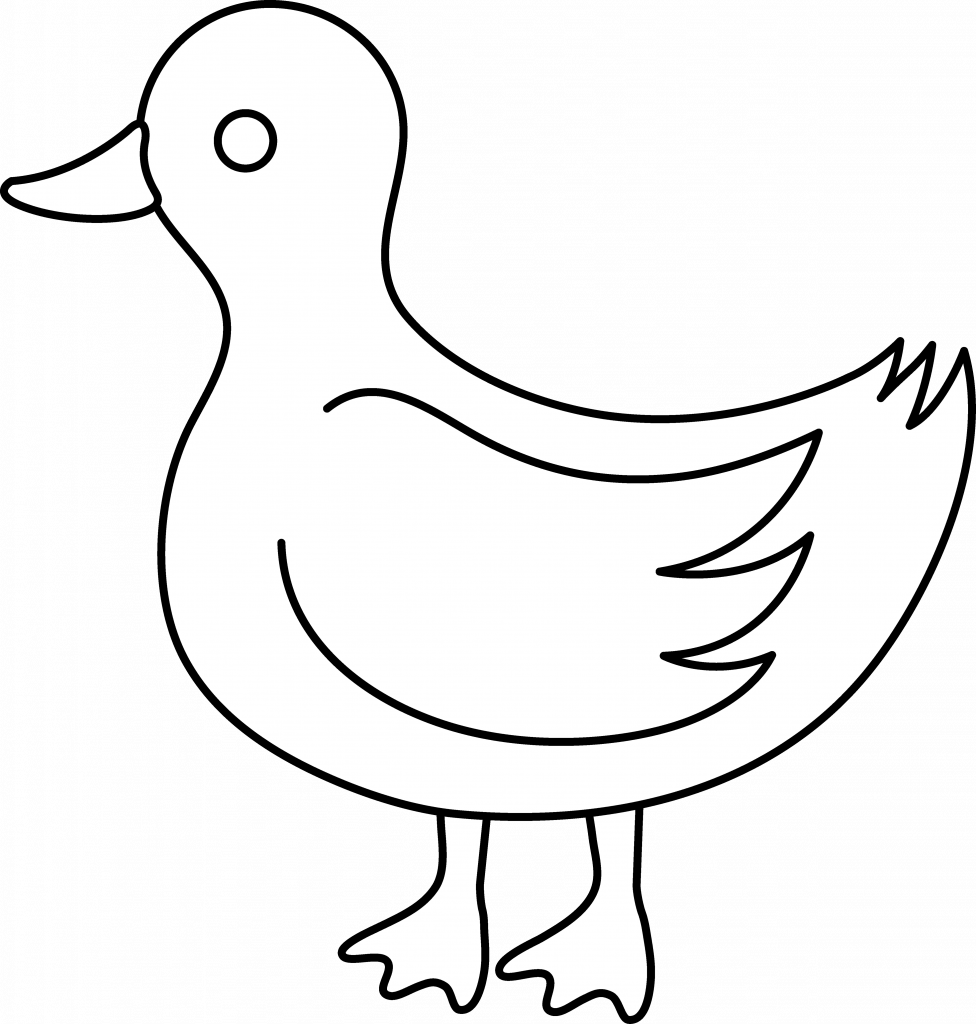 Outline Of A Duck - Clipart Duck Black And White Transparent (976x1024)