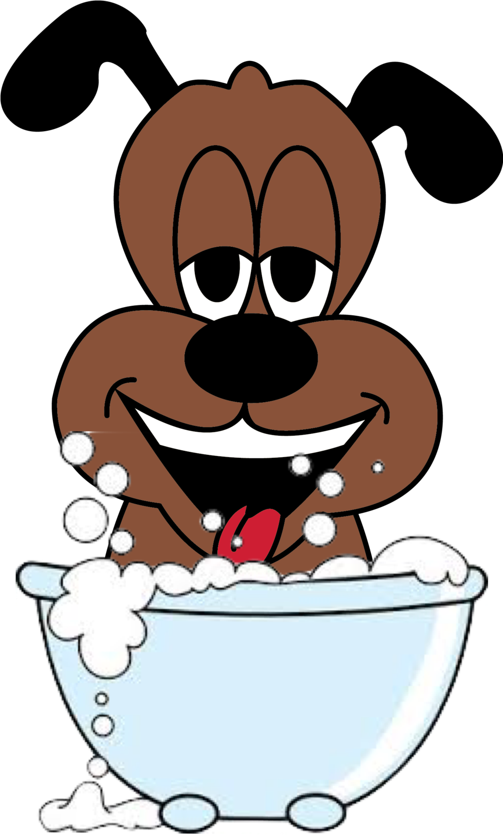 Dog Taking A Bath Clipart - Cartoon Bathtub With Bubbles (1000x1678)