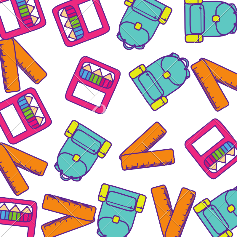 Bag School Box Colors And Rules Pattern - Bag School Box Colors And Rules Pattern (800x800)