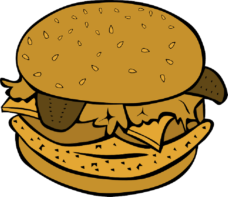 Clipart Fish Burger - Black And White Cheeseburger Clipart (800x693)