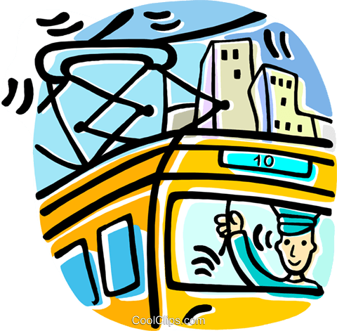 Street Car With Driver In The Window Royalty Free Vector - Tram Driver Clipart (480x471)
