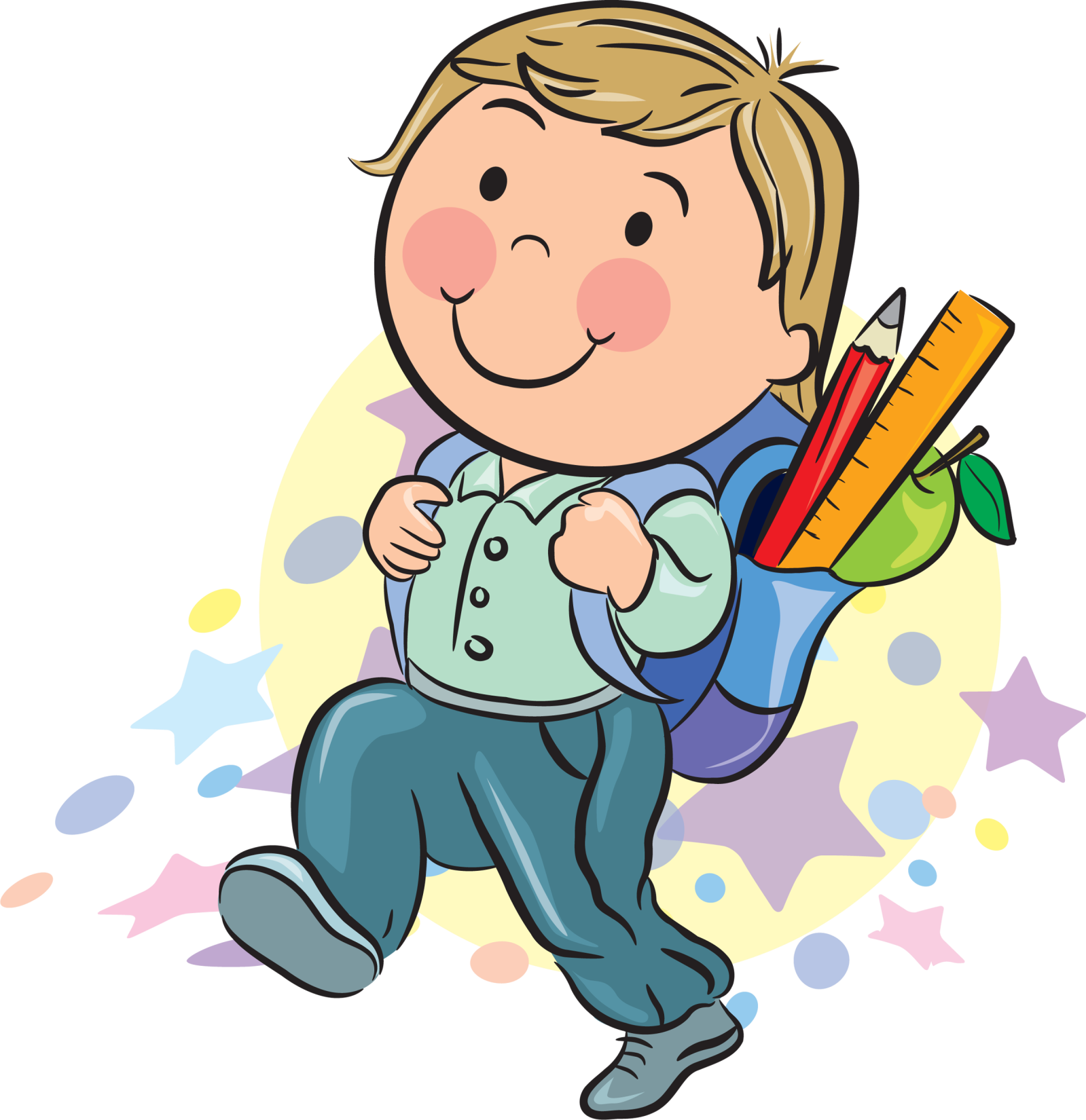 Student Walking Clip Art - Preschool School Clipart (1599x1650)