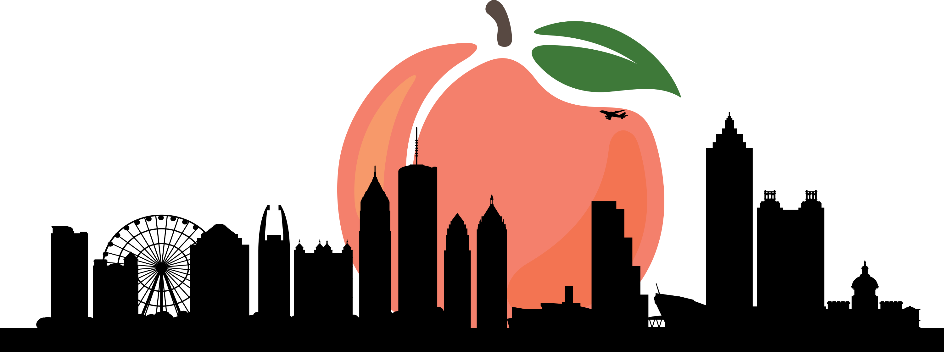Bridging The Gap - Atlanta Skyline Silhouette Png (3000x1135)