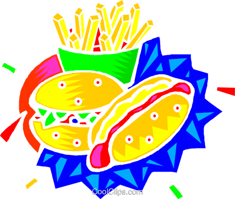 Hamburger And Fries, Food Royalty Free Vector Clip - Snack (480x406)