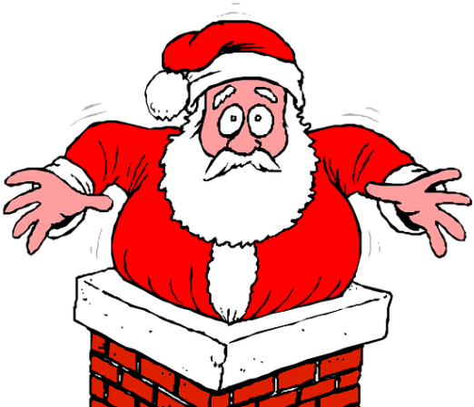 This Is Probably Why Santa Is Fat - Father Christmas Stuck In Chimney (534x462)