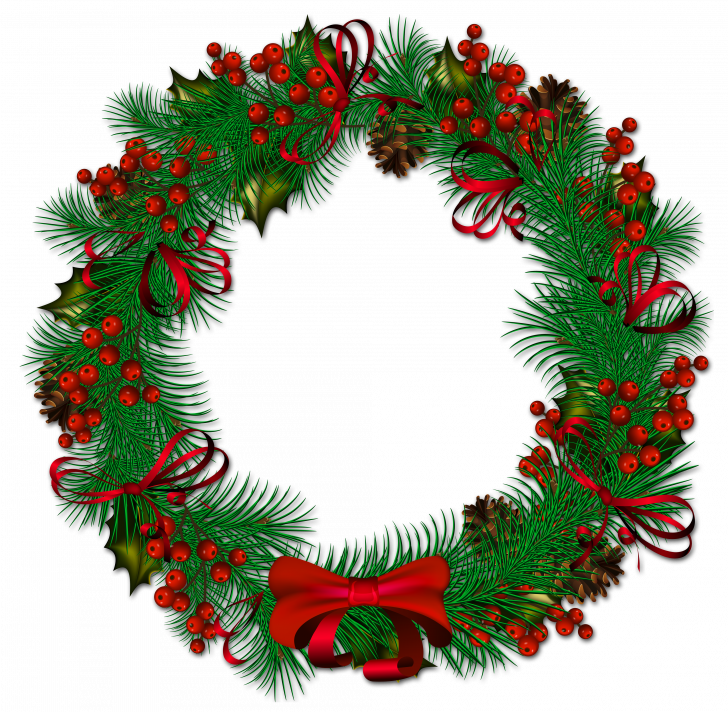 Christmas ~ Christmasth Clipart Transparent Collection - Christmas Wreath Transparent Background (728x712)