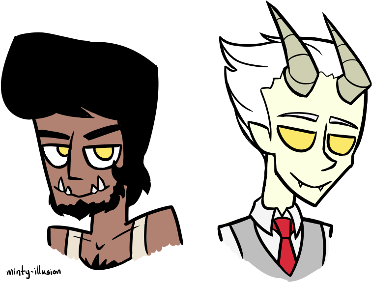 Idk Here's Half-orc Samson And Tiefling Leviathan - Cartoon (800x586)