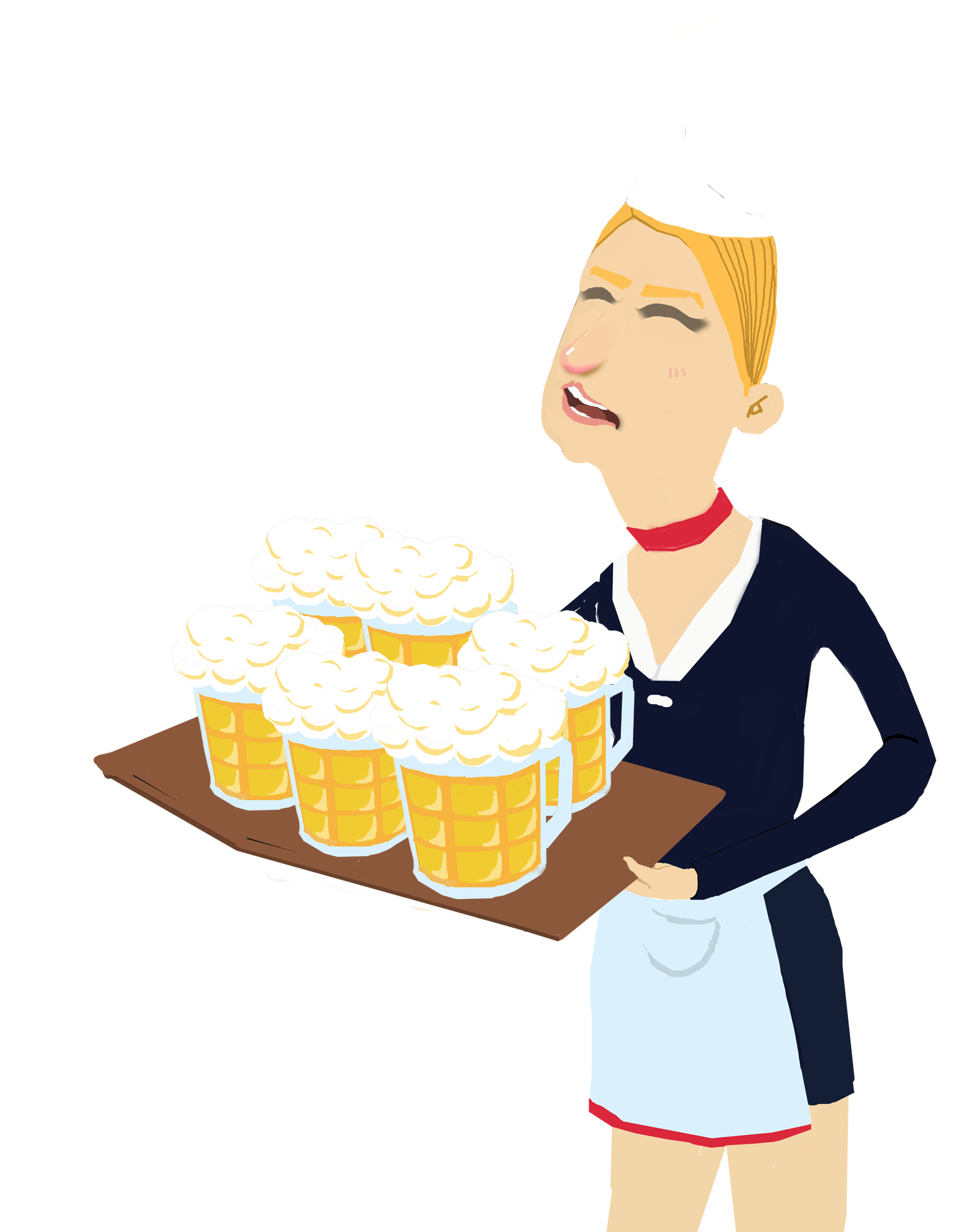 Male Beer Waiter Cartoon Commercial Element Image Png - Cartoon (2000x2000)