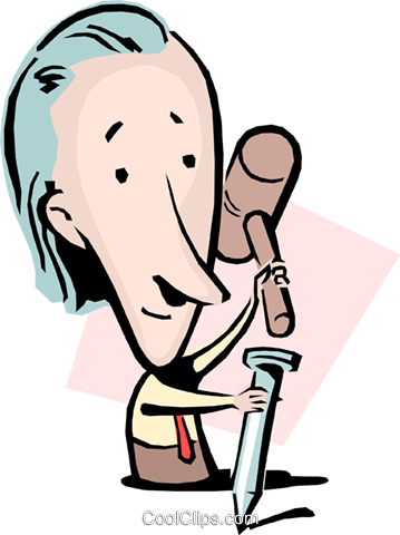 Cartoon Man With Hammer & Nail Royalty Free Vector - Uomo Con Martello E Chiodi (359x480)