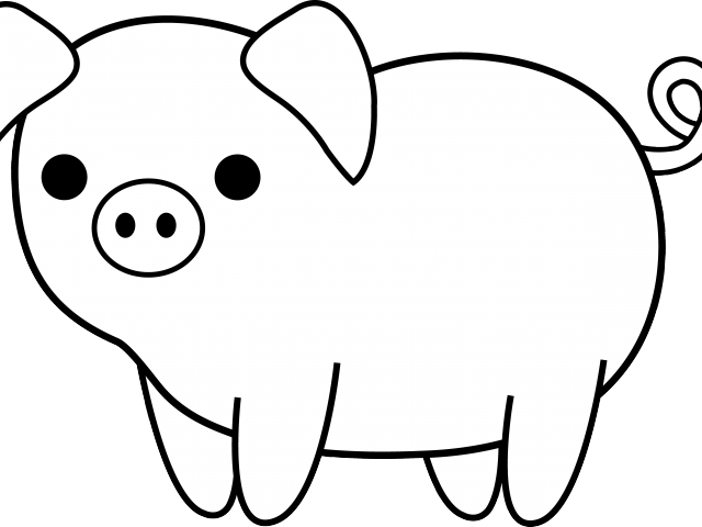 Pork Clipart Black And White - Pig Outline Black And White (640x480)