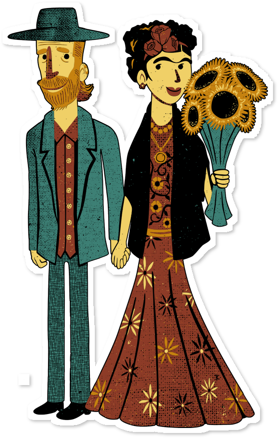 Adesivo Love Is Art Frida Kahlo And Van Gogh De Tobias - Adesivo Love Is Art Frida Kahlo And Van Gogh De Tobias (557x877)