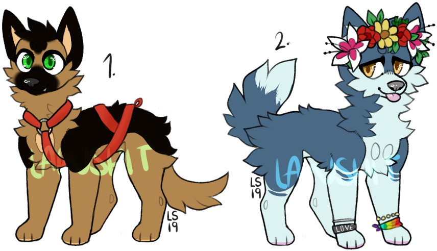 German Shepherd And Husky - Cartoon (914x500)