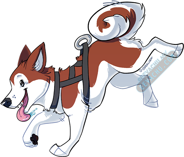 Husky Sticker - Brown - Running Mug (624x540)