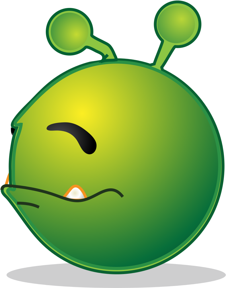 Smiley Green Alien Satisfied - Alien Smiley (815x1024)