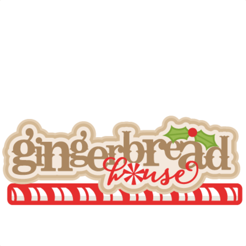Gingerbread House Party - Gingerbread House Word Clipart (500x500)