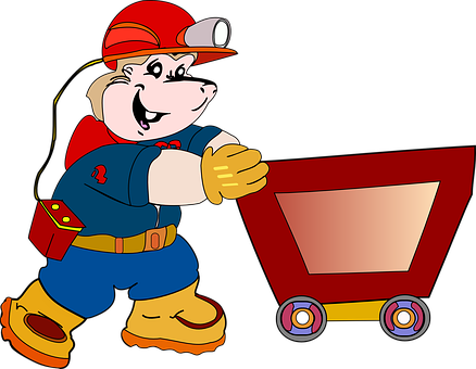 Mole, Digger, Pitman, Lorry, Helmet - คน ขุด แร่ การ์ตูน (438x340)
