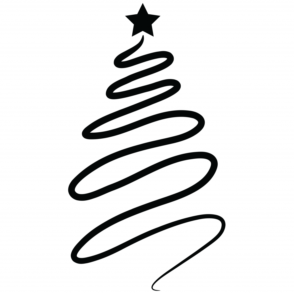 Swirl Christmas Tree Clip Royalty Free Techflourish - Christmas Tree Line Drawing Png (1024x1024)