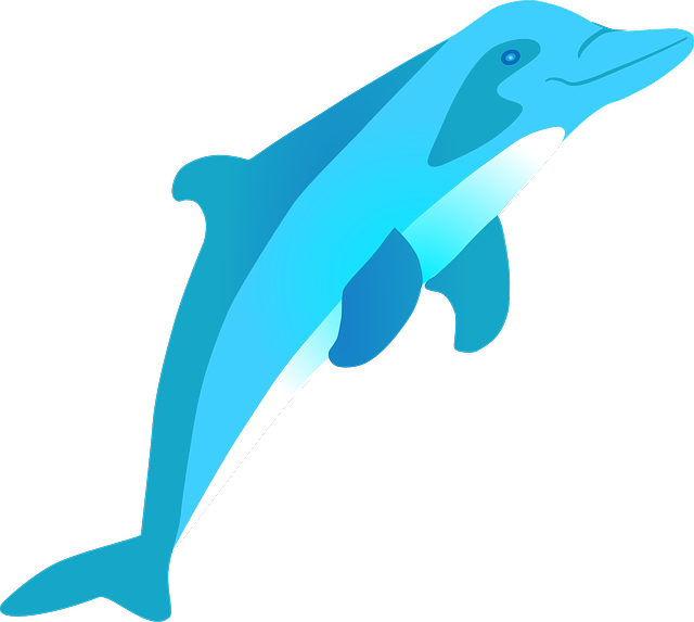Water, Cartoon, Fish, Dolphin, Jumping - Fish Jump Cartoon Png (640x573)