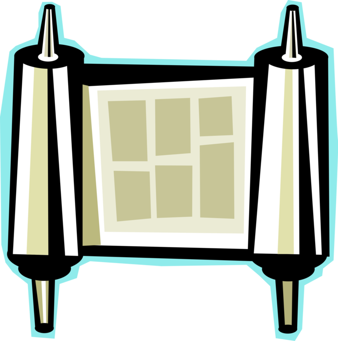 Vector Illustration Of Jewish Hebrew Sefer Torah Scroll - Vector Illustration Of Jewish Hebrew Sefer Torah Scroll (695x700)