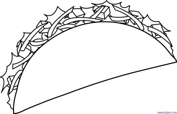 All Clip Art Archives Of Sweet Colorable - Clip Art Taco Black And White (600x387)