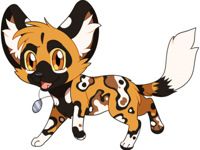 Wild Dog Clipart Animated - Chibi African Wild Dog (640x480)