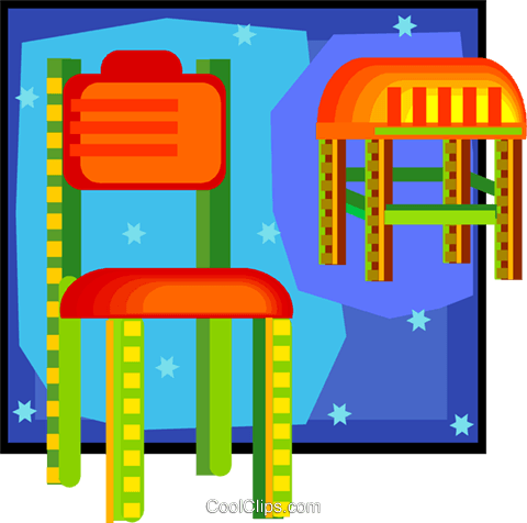 Chair And Stool In Decorative Frame Royalty Free Vector - Graphic Design (480x476)