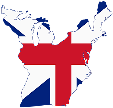 British America - Thirteen Colonies Flag Map (447x365)