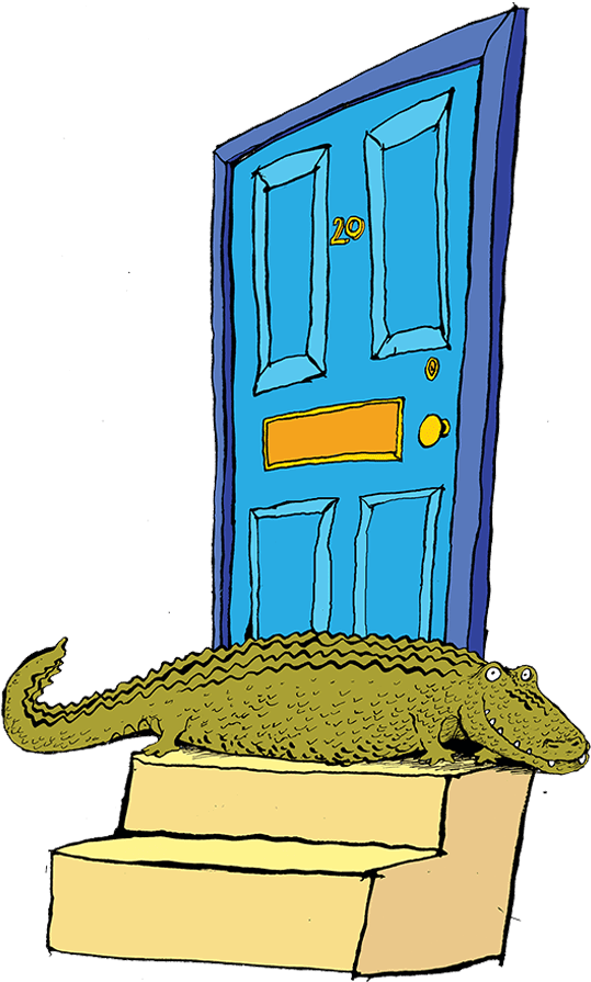 Croc By Door - Cartoon (547x900)