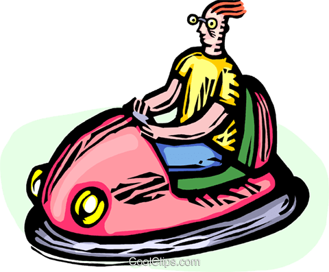 Man In A Bumper Car Royalty Free - Bumper Carts Clip Art (480x397)