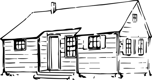Pine Ridge Cabins - Log Cabin Line Drawing (640x337)