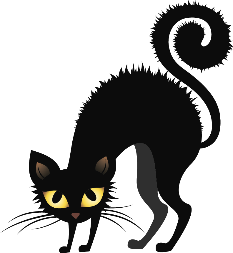 Bristling Black Cats - Black Cat Halloween Clipart (792x859)