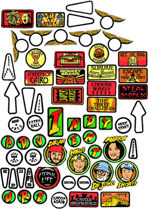 Indiana Jones Insert Decals - Indiana Jones Pinball Stickers (299x421)