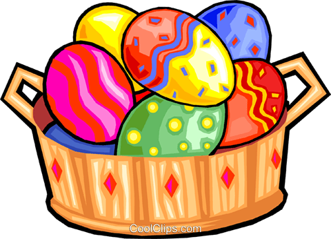 Easter Eggs In A Basket Royalty Free Vector Clip Art - Easter Clip Art (480x346)
