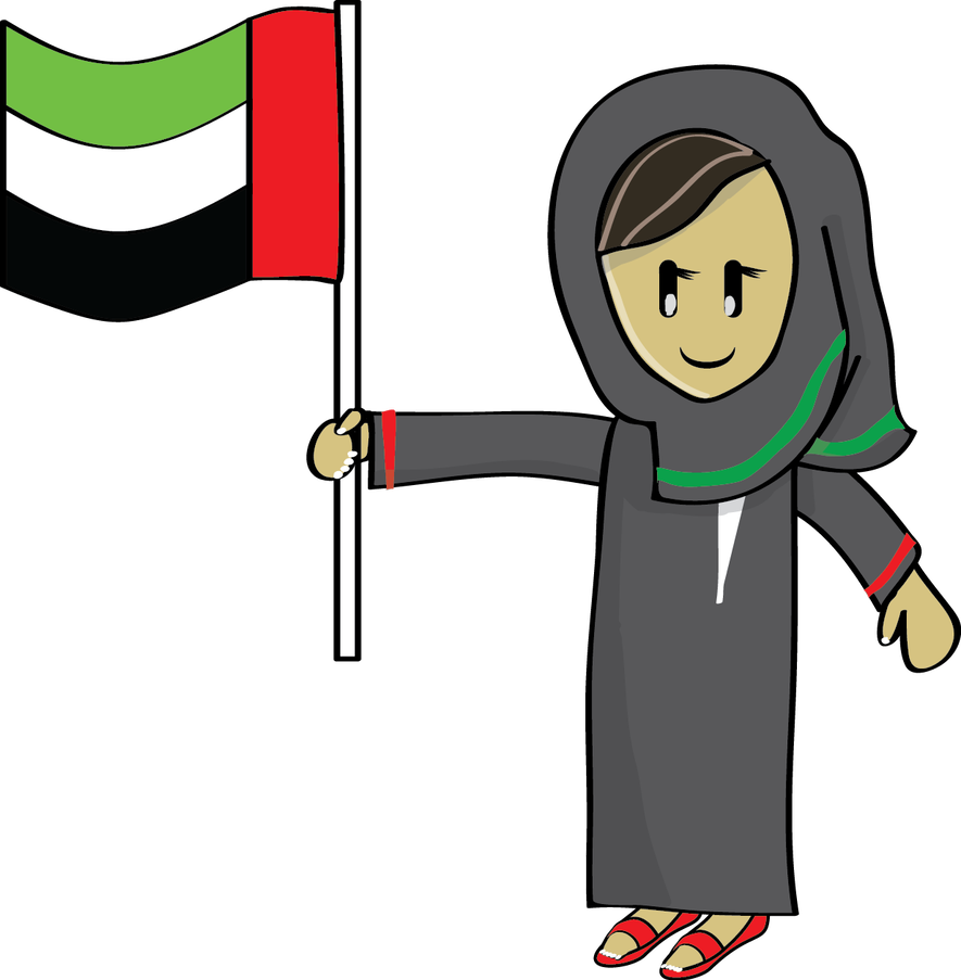 Wave My Flag Girl Sticker By Xuae - Uae Flag Clipart (885x903)