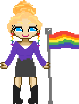 Girl Holding Gay Pride Flag - Cartoon (1040x1160)