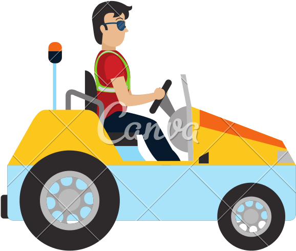 Man With Luggage Towing Vehicle Service - Cartoon (800x800)