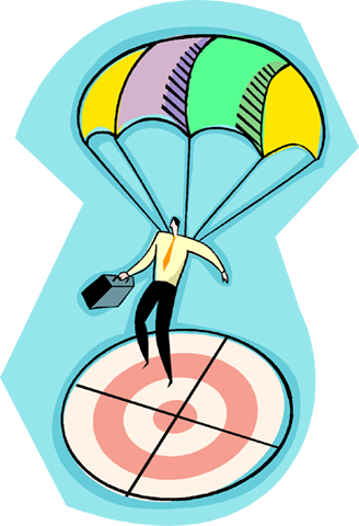 Business Metaphor, Man Landing On Target Royalty Free - Goal (328x480)