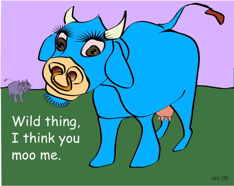Clipart - Wild Thing - Cow Greeting Card (800x800)