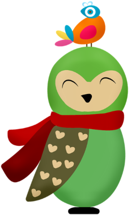 Winter Reading Birds - Cute Christmas Owl (591x787)
