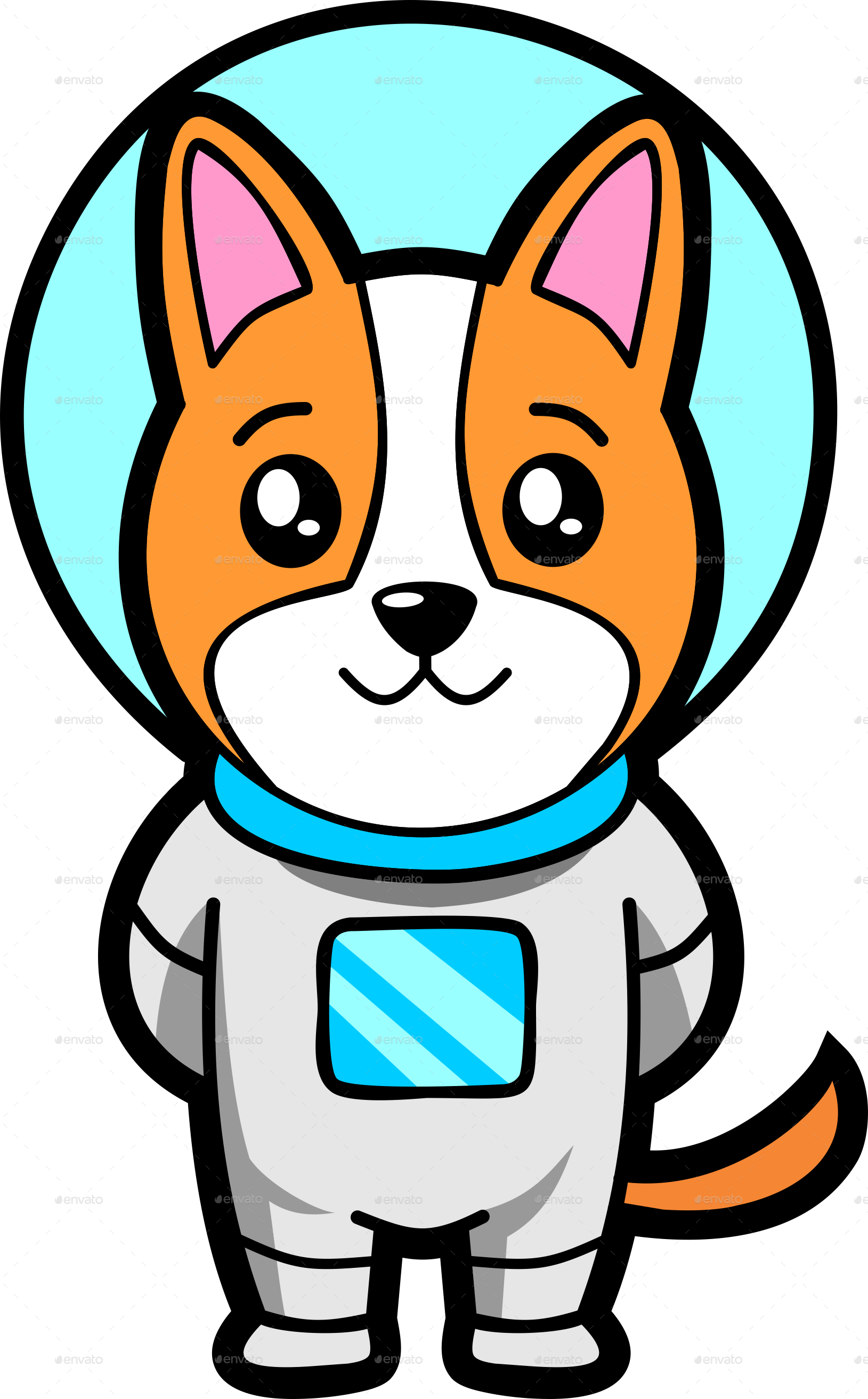 Space Dog Mascot By Crapit - Cute Space Dog (1629x2624)