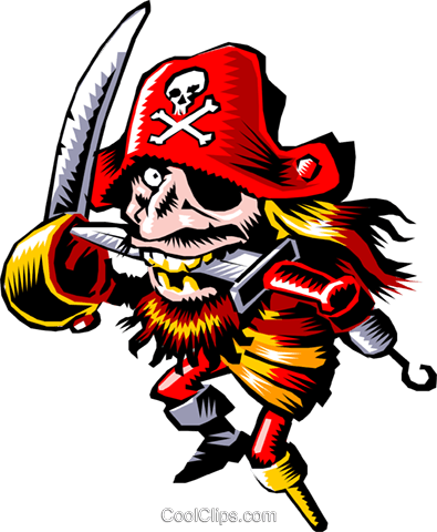Cartoon Pirate Royalty Free Vector Clip Art Illustration - Fdny Red Hook Raiders (395x480)