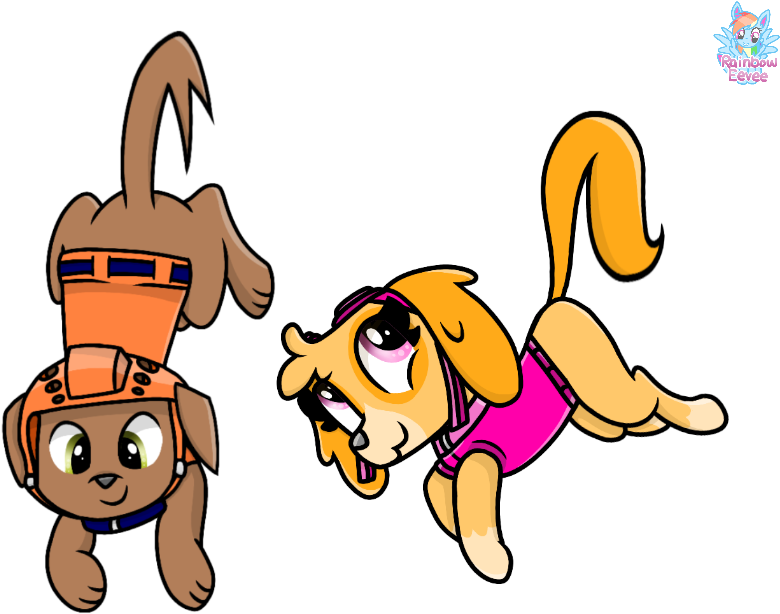Floating Paw Patrol By Rainboweevee-da - Cartoon (855x707)